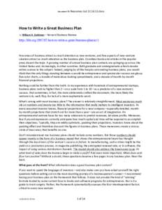    Document	
  in	
  Resources	
  List	
  docx	
   How	
  to	
  Write	
  a	
  Great	
  Business	
  Plan	
   by William A. Sahlman	
  –	
  Harvard	
  Business	
  Review