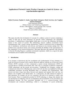 Application of Network Centric Warfare Concepts to a Land-Air System – an experimentation approach