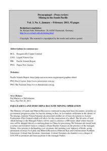 Bougainville Copper / Panguna / Tailings / Autonomous Bougainville Government / Mining / Mining in Papua New Guinea / Autonomous Region of Bougainville / Oceania / Papua New Guinea