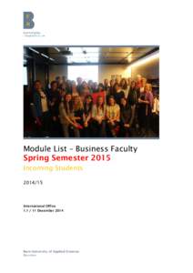 Module List – Business Faculty Spring Semester 2015 Incoming Students[removed]International Office