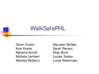 WalkSafePHL Owen Dublin Kyle Fowler Rehema Korich Michele Lambert Marissa McGarry