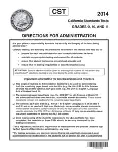 2014 CST Directions for Administration—Grades 9–11