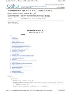 CanLII - Warehouse Receipt Act, R.S.B.C. 1996, c[removed]Home > British Columbia > Statutes and Regulations > R.S.B.C. 1996, c[removed]Page 1 of 7