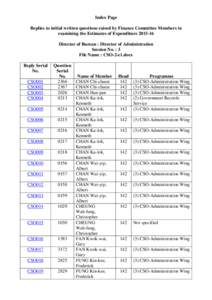 Index Page Replies to initial written questions raised by Finance Committee Members in examining the Estimates of ExpenditureDirector of Bureau : Director of Administration Session No. : 3 File Name : CSO-2-e1.d