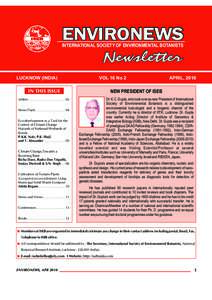 ENVIRONEWS INTERNATIONAL SOCIETY OF ENVIRONMENTAL BOTANISTS Newsletter LUCKNOW (INDIA)