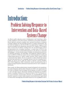 Introduction — Problem Solving/Response to Intervention and Data-Based Systems Change 1  Introduction: Problem Solving/Response to Intervention and Data-Based