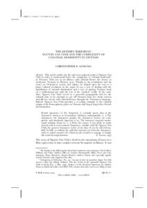 EJEAS 3.1. Proef:14.51, page 1.  ‘THE MODERN BARBARIAN’: NGUYEN VAN VINH AND THE COMPLEXITY OF COLONIAL MODERNITY IN VIETNAM CHRISTOPHER E. GOSCHA*