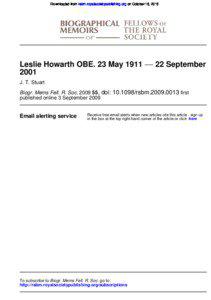 Downloaded from rsbm.royalsocietypublishing.org on October 18, 2013  Leslie Howarth OBE. 23 May 1911 −− 22 September