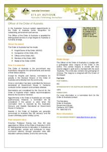Officer of the Order of Australia fact sheet