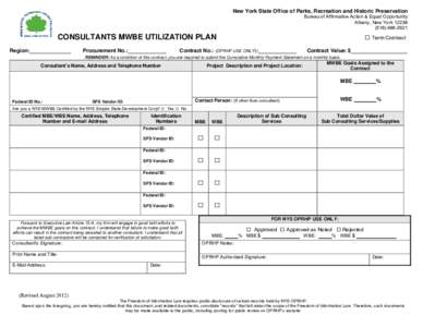 New York State Office of Parks, Recreation and Historic Preservation Bureau of Affirmative Action & Equal Opportunity Albany, New York[removed]2921  □ Term Contract