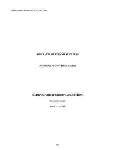 Journal of Shellﬁsh Research, Vol. 28, No. 3, 661, [removed]ABSTRACTS OF TECHNICAL PAPERS Presented at the 101st Annual Meeting