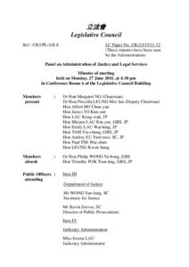 立法會 Legislative Council Ref : CB2/PL/AJLS LC Paper No. CB[removed]These minutes have been seen