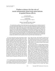 Perception & Psychophysics 2005, 67 (4), Further evidence for the role of mode-independent short-term associations in spatial Simon effects