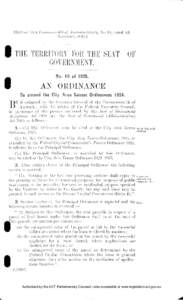 [Extract from Commonwealth of Australia Gazette, No. 94, dated 5th November, 1925.| THE TERRITORY FOR THE SEAT OF GOVERNMENT. No. 10 of 1925.