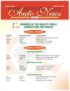 SeptemberSpecial Edition Auto News WINNERS OF THE QUALITY CIRCLE