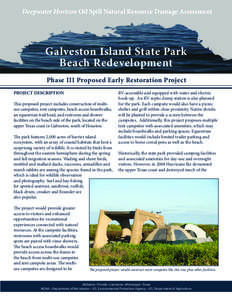 Deepwater Horizon Oil Spill Natural Resource Damage Assessment  Galveston Island State Park Beach Redevelopment Phase III Proposed Early Restoration Project PROJECT DESCRIPTION