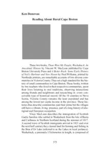 NASHWAAK 14_Layout[removed]:38 PM Page 375  Ken Donovan Reading About Rural Cape Breton  These two books, These Were My People, Washabuck: An