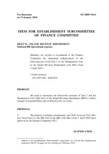 For discussion on 13 January 2010 EC[removed]ITEM FOR ESTABLISHMENT SUBCOMMITTEE