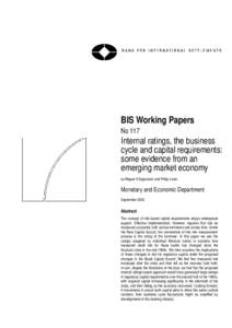 BIS Working Papers No 117 Internal ratings, the business cycle and capital requirements: some evidence from an