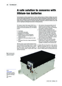 50 | TECHNOLOGY  A safe solution to concerns with lithium-ion batteries As the demands on airframe manufacturers to reduce weight and improve efficiency challenge the present electrical system design capabilities, a clea