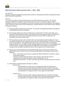 MS4 Stormwater Public Awareness Plan | [removed]MS4 Stormwater Public Awareness Plan | [removed]Coverage Area This plan has been developed for implementation by Maine’s 30 regulated small MS4 municipalities and 