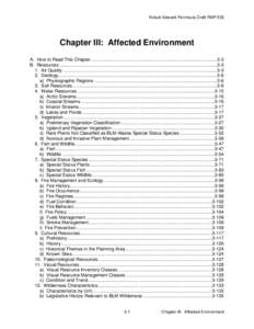 Kobuk-Seward Peninsula Draft RMP/EIS  Chapter III: Affected Environment A. How to Read This Chapter ...................................................................................................3-3 B. Resources ....
