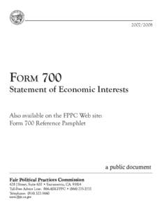 Form 700 Statement of Economic Interests Also available on the FPPC Web site: