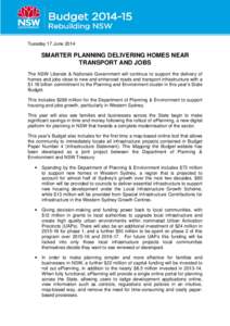 9.1 Minister Goward - Smarter Planning Delivering Homes Near Transport and Jobs