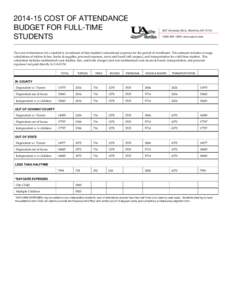 COST OF ATTENDANCE BUDGET FOR FULL-TIME STUDENTS 1537 University Blvd., Morrilton, AR1094 | www.uaccm.edu