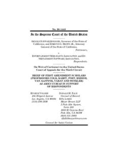 No[removed]In the Supreme Court of the United States ARNOLD SCHWARZENEGGER, Governor of the State of California, and EDMUND G. BROWN JR., Attorney General of the State of California,