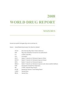 2008 WORLD DRUG REPORT SEIZURES Seizures are reported in kilograms (kg), units (u) and litres (lt).
