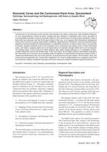 Helictite, (): Nowranie Caves and the Camooweal Karst Area, Queensland: Hydrology, Geomorphology and Speleogenesis, with Notes on Aquatic Biota  Stefan Eberhard