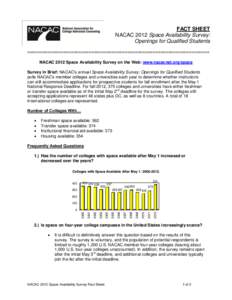 FACT SHEET NACAC 2012 Space Availability Survey: Openings for Qualified Students ======================================================================= NACAC 2012 Space Availability Survey on the Web: www.nacacnet.org/s