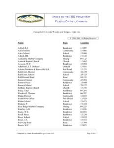 INDEX TO THE 1903 HENLEY MAP PICKENS COUNTY, GEORGIA Compiled by Linda Woodward Geiger,  CGRS, CGL