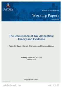 School of Economics  Working Papers ISSN[removed]The Occurrence of Tax Amnesties: