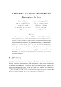 A Distributed Middleware Infrastructure for Personalized Services∗ Marios D. Dikaiakos Demetris Zeinalipour-Yazti