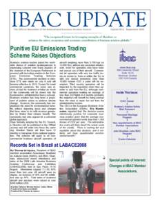 IBAC UPDATE The Official Newsletter of the International Business Aviation Council Update 08-2, September 2008  “The recognized forum for leveraging strengths of Members to