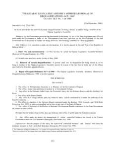 THE GUJARAT LEGISLATIVE ASSEMBLY MEMBERS (REMOVAL OF DISQUALIFICATIONS) ACT, 19601