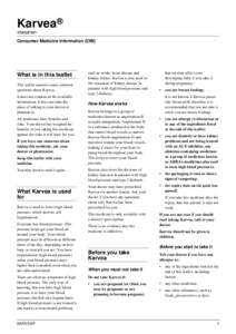 Karvea® irbesartan Consumer Medicine Information (CMI) What is in this leaflet This leaflet answers some common