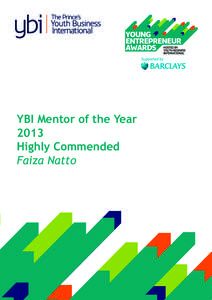 YBI Mentor of the Year 2013 Highly Commended Faiza Natto  Faiza Natto