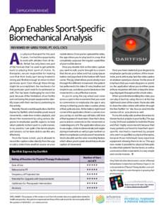 [ application review ]  App Enables Sport-Specific Biomechanical Analysis Reviewed by Greg Todd, PT, OCS, CSCS