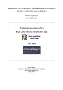 Hauptseminar: Kultur im Austausch. Grenzüberschreitende musikalische Aktivitäten zwischen Kommunen und Ländern Prof. Dr. Inka Stampfl