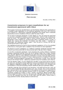 EUROPEAN COMMISSION  PRESS RELEASE Brussels, 23 May[removed]Commission proposes to open negotiations for an