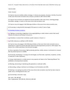 Division 21 - Proposed Tobacco Restrictions on the Ocean Shore State Recreation Area[removed]markup copy[removed]Visitor Conduct (1) A person may not mutilate, deface, damage, or remove any property, structure 