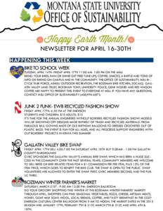 Happy Earth Month!  NEWSLETTER FOR APRIL 16-30TH HAPPENING THIS WEEK Bike to School Week