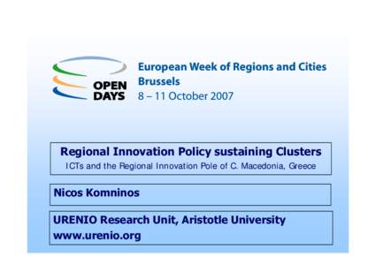 Microsoft PowerPoint - Regional Innovation Policy and Clusters