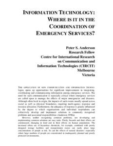 Management / Humanitarian aid / Occupational safety and health / Crime prevention / National security / Disaster / Emergency operations center / Computer network / Computer security / Public safety / Emergency management / Disaster preparedness