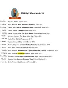 Microsoft Word - Sequoyah_HighSchool_Masterlist_2014.docx