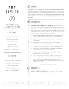 AMY TAYLOR PROFILE 	
   	
  