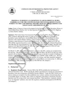 ArcelroMittal Burns Harbor Draft Land Ban Exemption